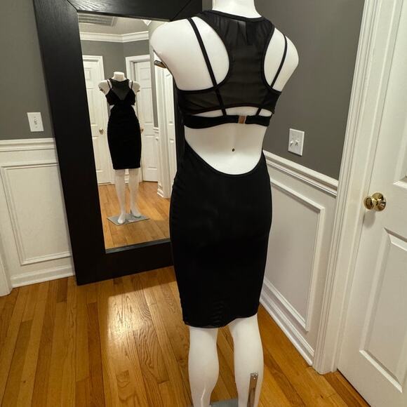 Bec & Bridge Kathy Sexy Mesh Cut Out Black Midi Body Dress Size 4 Semi Sheer - Picture 13 of 16